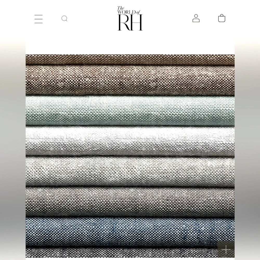 RH Restoration Hardware Belgian Linen Cross Weave Lined Drapery Fog 50x108